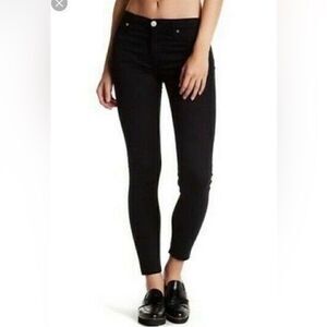 PAIGE Dylan Straight Undone Jeans Frayed cuffs Ankle Skinny Faded Black Denim 25